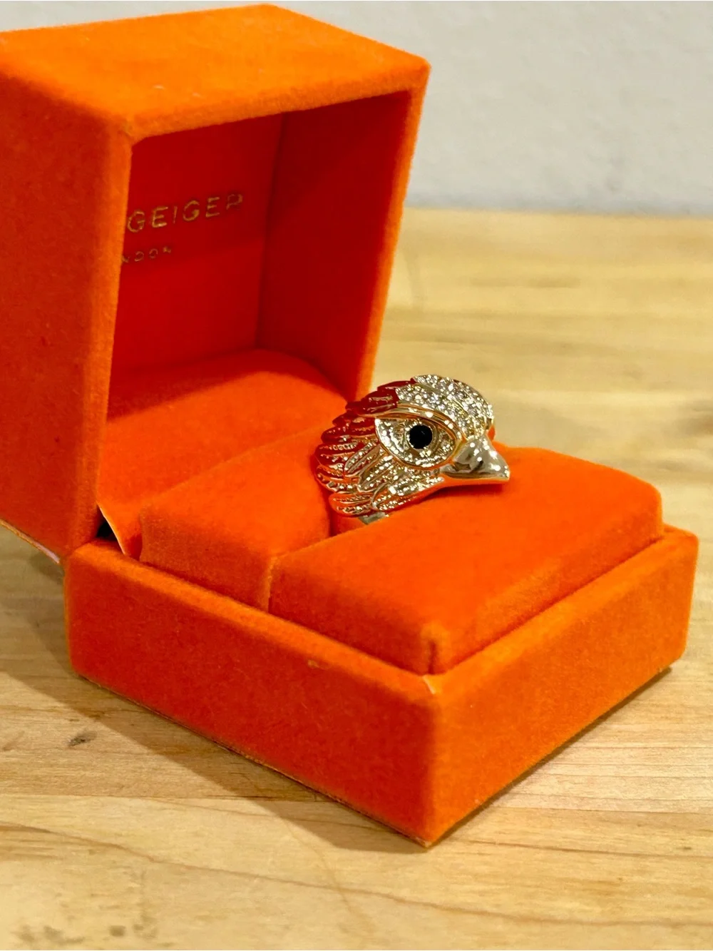 Kurt Geiger London Pavé Crystal Eagle's Head Cocktail Ring sz7